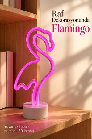 Pembe Işıklı Flamingo Led Lamba Masaüstü Dekoratif
