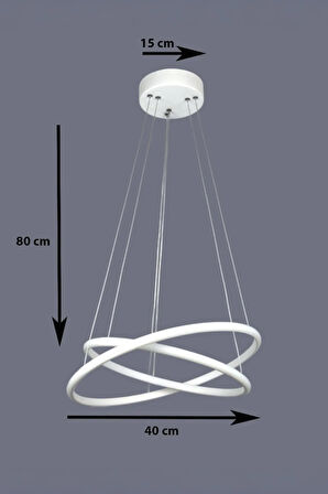 Rings Modern Tasarım Beyaz Renk - Yatak Odası - Salon - Çocuk Odası - Mutfak Beyaz Led 2 Li Avize