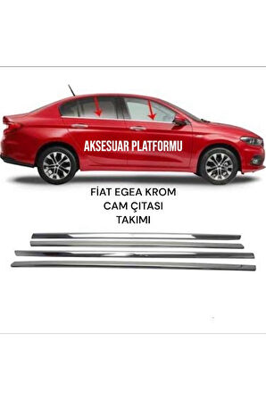 FİAT EGEA A KALİTE PASLANMAZ ÇELİK KROM CAM ÇITASI TAKIMI 4 PRÇ