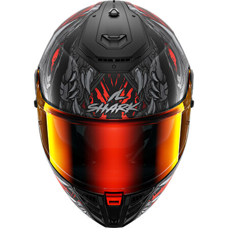 0331 SHARK SPARTAN RS SHAYTAN MAT KAPALI KASK KIRMIZI SİYAH DÖVMELİ