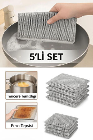 5’li Set Tel Dokulu Tel Bulaşık Bezi – Dayanıklı Temizlik Bezi