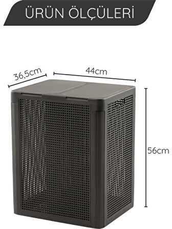 Omnipazar SY-4632 Smart Duo İki Bölmeli Kirli Çamaşır Sepeti 84 Litre Antrasit (116)