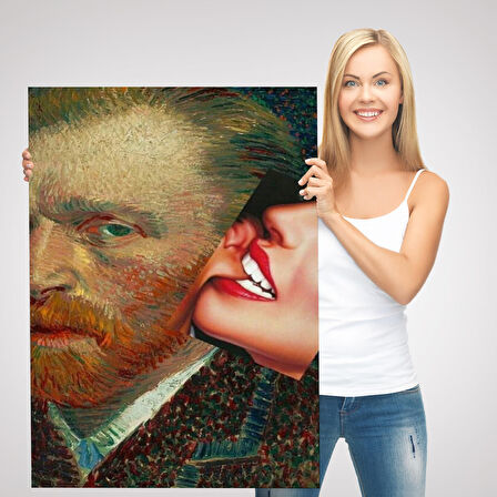 Vincent van Gogh Kulağını Isıran Kadın Pop Art Tablo-6486
