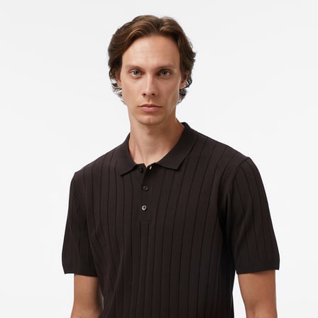 Nautica Erkek Kahverengi Classic Fit Kısa Kollu Triko