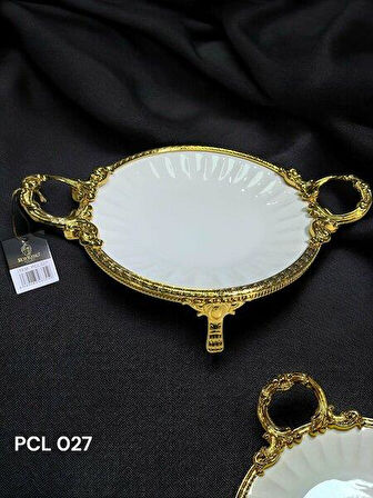 Royking Elegance Yuvarlak Sunum Tabak Gold 36CM PCL 027