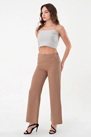 Kadın Vizon Bel Lastikli Palazzo Pantolon