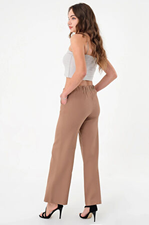 Kadın Vizon Bel Lastikli Palazzo Pantolon