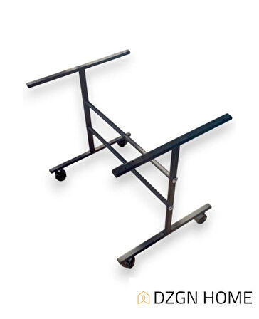 TEKERLEKLİ ORTA SEHPA AYAĞI METAL MASA AYAĞI KALIN PROFİLLİ - SİYAH