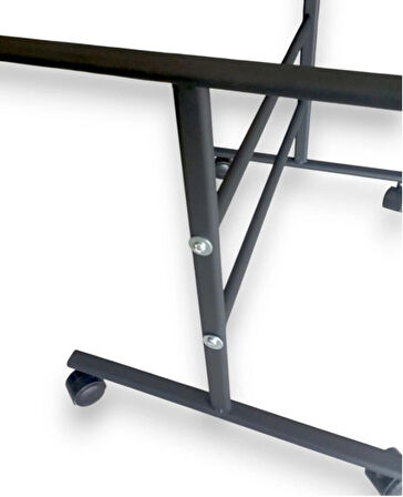 TEKERLEKLİ ORTA SEHPA AYAĞI METAL MASA AYAĞI KALIN PROFİLLİ - SİYAH