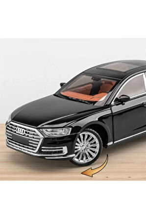 Audi A8 Araba Audi A8 Long Quattro 1:24 Diecast Metal Model Araba Koleksiyon Araba Sesli Işıklı