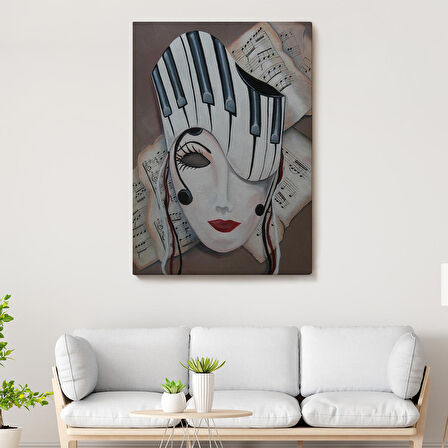 Müzik Notaları ve Kadın Sürreal Tablosu-6489