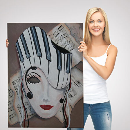 Müzik Notaları ve Kadın Sürreal Tablosu-6489