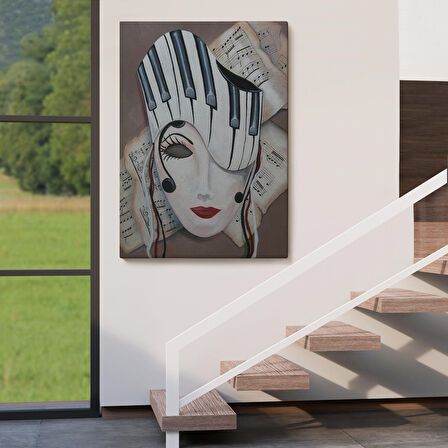 Müzik Notaları ve Kadın Sürreal Tablosu-6489