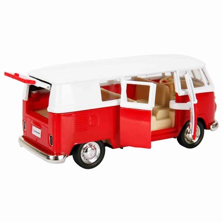 1:32 RMZ City Alman Klasikleri Serisi Die Cast Çek Bırak Model Araba - Kırmızı Volkswagen T1 Transporter Kırmızı