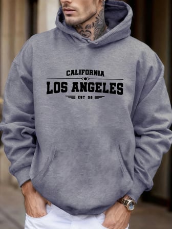 Kaliforniya Los Angeles Sanatsal Mektup Baskı Erkekler Sonbahar Polar Yumuşak Eşofman Moda Ra