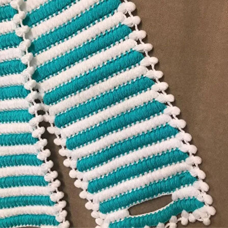 Uretti - Emine 9106 - 5038 El Örgüsü Çift Renkli 2’li Banyo Lifleri - Petrol Yeşili / Beyaz