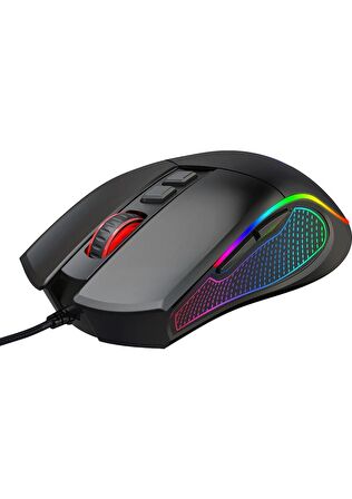 Claw's Crossfire V1 12800 Dpi Full Wide RGB Özel ABS Doku & Claw's Reflex Örgü Kablolu Gaming Mouse - Siyah