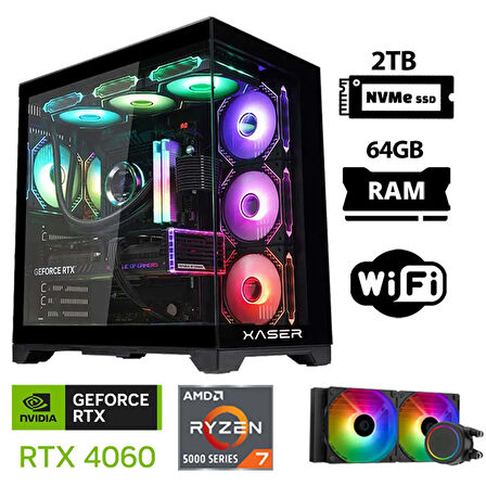 Xaser Sword X32 Pro Ryzen 7 5700X 64GB Ram 2TB M.2 NVMe SSD 8GB RTX4060 Sıvı Soğutmalı Oyuncu Bilgisayarı