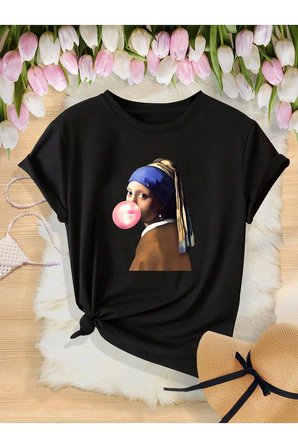 Unisex Mona Lisa Baskılı Tasarım Tshirt