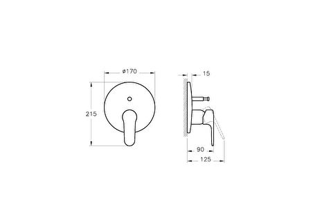 Artema Root Round A4272726 Ankastre Banyo Bataryası, Sıva Üstü, Bakır