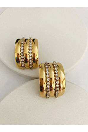 Çelik Zirkon Taşlı Küpe