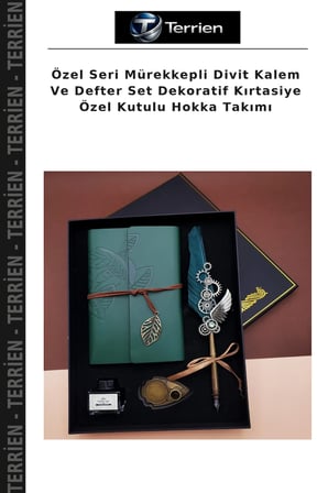 Özel Seri Mürekkepli Divit Kalem Ve Defter Set Dekoratif Kırtasiye Özel Kutulu Hokka Takımı