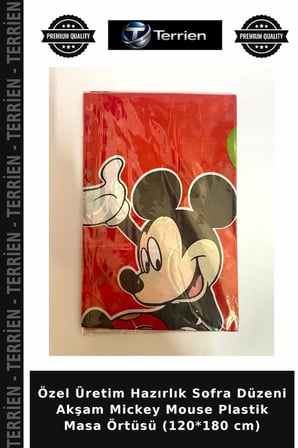 Özel Üretim Hazırlık Sofra Düzeni Akşam Mickey Mouse Plastik Masa Örtüsü (120*180 cm)