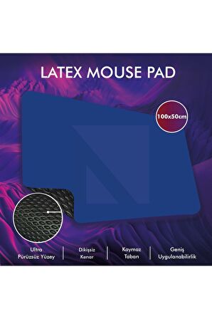 MP05 - 100x50 3xLarge Mavi Gaming Mousepad | Kaymaz Taban, Oyuncu Gamepad,Ev,Ofis,Oyun Masa Matı