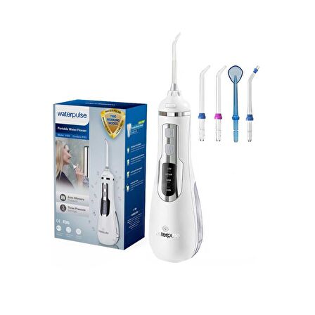 WaterPulse WP-V500-W Water Flosser Taşınabilir, Şarjlı, Masajlı, Diş Protez Bakım ve Ağız Duşu-Beyaz