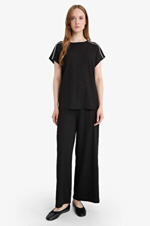 DeFacto 	Esnek Belli Düz Paça Bürümcük Kapri Pantolon F6166AX25SMBK81