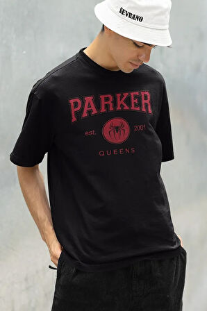 Parker 2001 Queens Yazılı Unisex Oversize Örümcek Adam Tişört