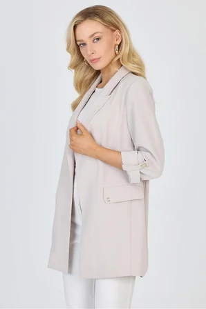 C-0145 Traphy Ceket Kruvaze Yaka Rahat Kesim Kadın Ceket