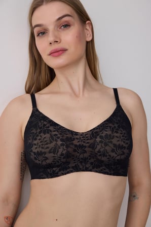 Tattoo Effect Lace Invisible Bonding Siyah Sütyen