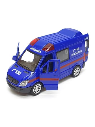 Sesli Işıklı 1:32 Ölçek Çek Bırak Metal Jandarma Aracı Mavi