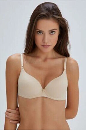 Kadın Ekru Rose Kulaklı Boş Cup Tek Sütyen