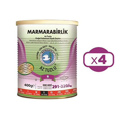 Marmarabirlik Az Tuzlu Zeytin 4 x 400 G