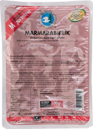 Marmarabirlik Süper 261-290 M Siyah Zeytin Vakumlu 5 x 500 G