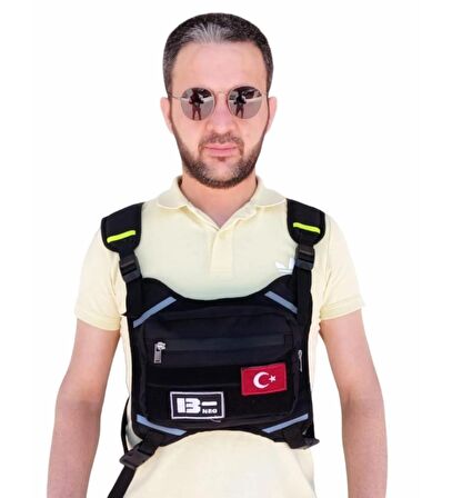 Motorcu Göğüs Çantası Reflektörlü Su Geçirmez Kan Grubu B-