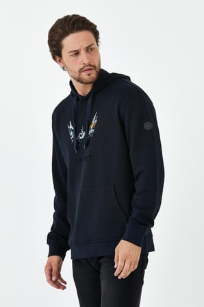Erkek Sweat Baskılı Kapuşonlu Antrasit