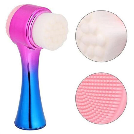 CT-STONES® Çift İşlevli Renkli Cilt Yüz Temizleme Fırçası Peeling Masaj Etkili Gözenek Temizleyici Alet