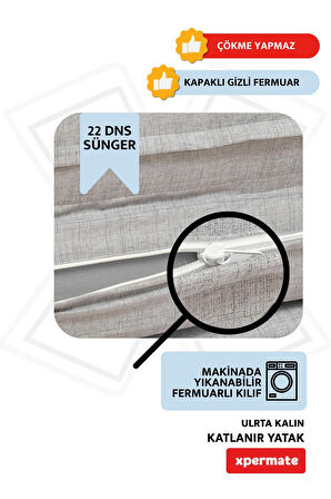 Ultra Kalın Katlanır Sünger Yatak Yer Yatağı Katlanır Yer Minderi Misafir Yatağı 80x180x14  Gri