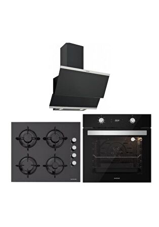 Silverline Siyah Cam Ankastre Set BO6504B01 - CS5349B01 - 3420 Classy 