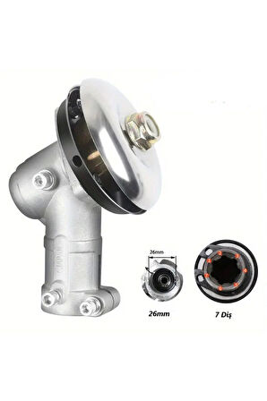 Çin Motorlu Tırpan Redüktör Dişli Gurubu 7 Diş Frezeli 26mm olan tüm modellere uyum sağlar Ferrino,Palmera,Secho,Hyundai,Oligen,Jax,Farmer,Baco,bolat,london