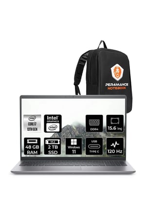 Vostro 3530 i7 1355U 48GB 2TB SSD 15.6" FHD 120 Hz W11P Taşınabilir Bilgisayar & PER4 Çanta
