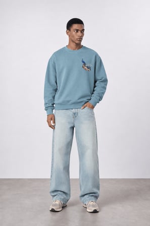 Erkek Natural Patch Detaylı Oversize Sweatshirt Prada