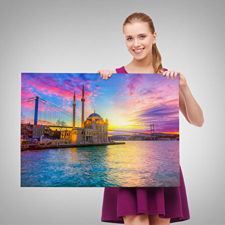 Ortaköy Camii ve Boğaziçi Köprüsü Manzarası Dekoratif Kanvas Tablo-6508