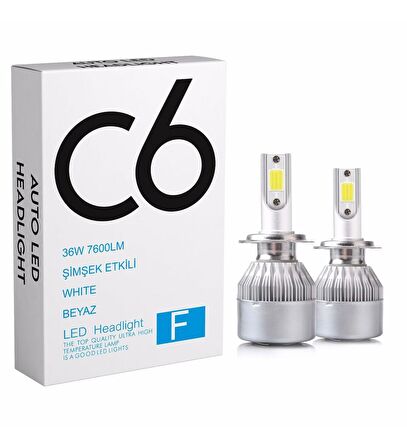 C6 Led Zenon H7 Led Xenon 36w 7600lm 6500k Far Ampülü Led Işık seri-GRİ