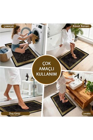 Banyo Paspası, Yumuşak Banyo Halısı, Kaymaz Dot Tabanlı, Yıkanabilir - 60x100
