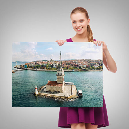 Kızkulesi ve Üsküdar Kuşbakışı Manzarası Dekoratif Kanvas Tablo-6509