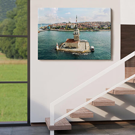 Kızkulesi ve Üsküdar Kuşbakışı Manzarası Dekoratif Kanvas Tablo-6509